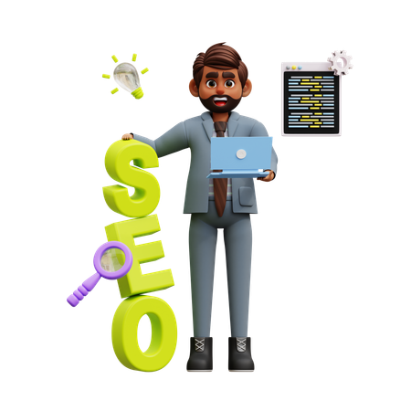 Desarrollador seo masculino  3D Illustration