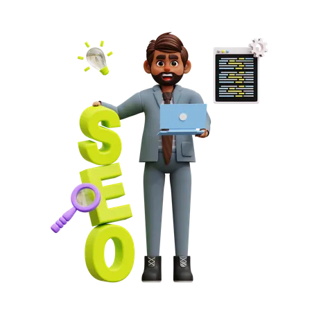 Desarrollador seo masculino  3D Illustration