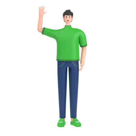 Niño saludando con la mano agitando  3D Illustration