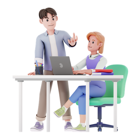 Hombre discutir con chica  3D Illustration