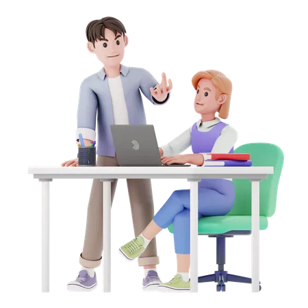 Hombre discutir con chica  3D Illustration