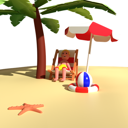 Hombre disfrutando de vacaciones  3D Illustration