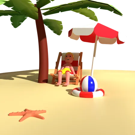 Hombre disfrutando de vacaciones  3D Illustration