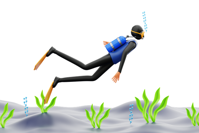 Hombre disfrutando del buceo bajo el agua  3D Icon