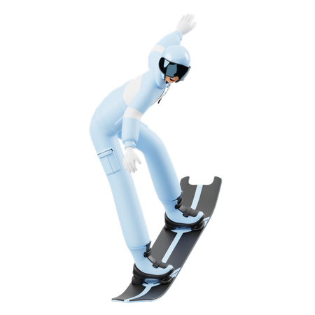 Hombre disfrutando del deporte del snowboard  3D Illustration