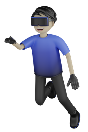 Hombre disfrutando del mundo virtual  3D Illustration