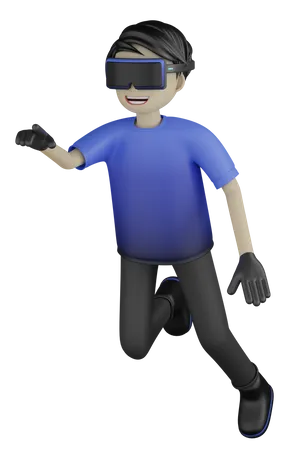 Hombre disfrutando del mundo virtual  3D Illustration