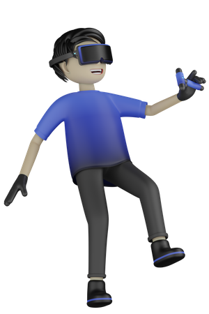 Hombre disfrutando del mundo virtual  3D Illustration