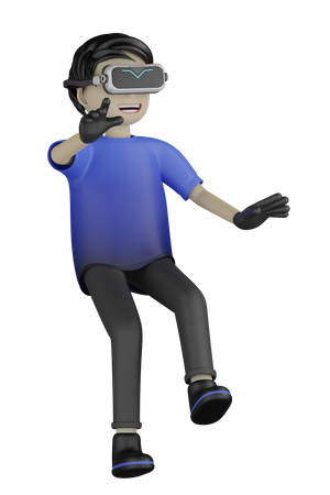 Hombre disfrutando del mundo virtual  3D Illustration