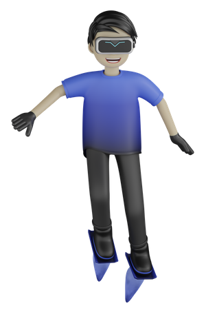 Hombre disfrutando del mundo virtual  3D Illustration