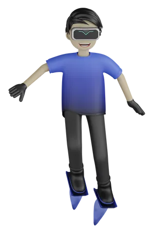 Hombre disfrutando del mundo virtual  3D Illustration