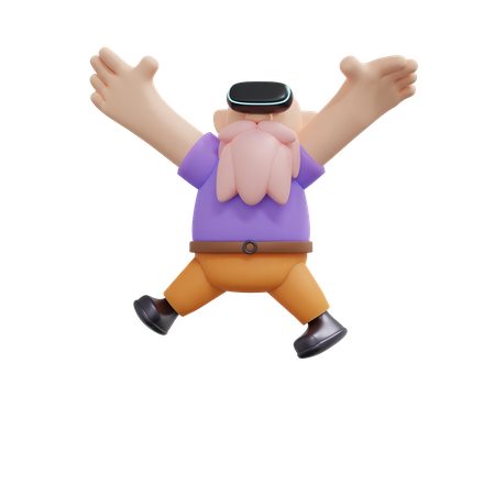Hombre disfrutando solo y usando auriculares VR  3D Icon