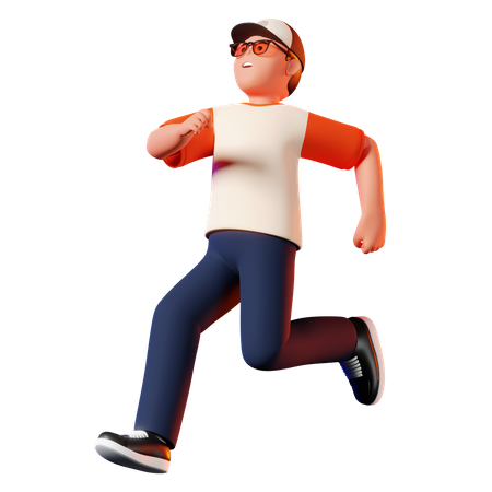 Hombre divertido corriendo Pose  3D Illustration