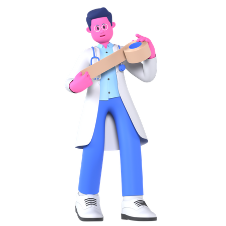 Hombre médico con vendaje  3D Illustration