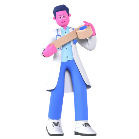 Hombre médico con vendaje  3D Illustration