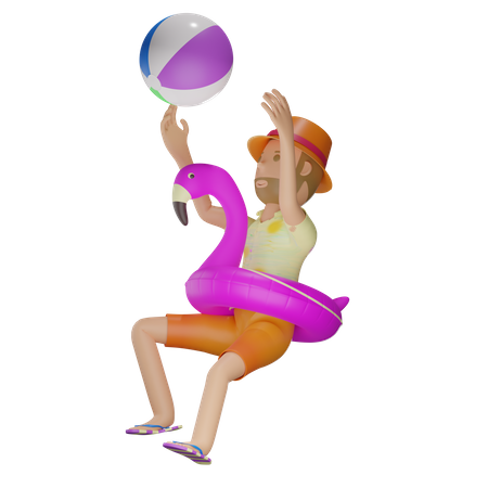 Hombre en anillo flotante  3D Illustration