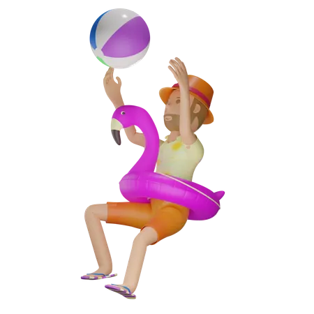 Hombre en anillo flotante  3D Illustration