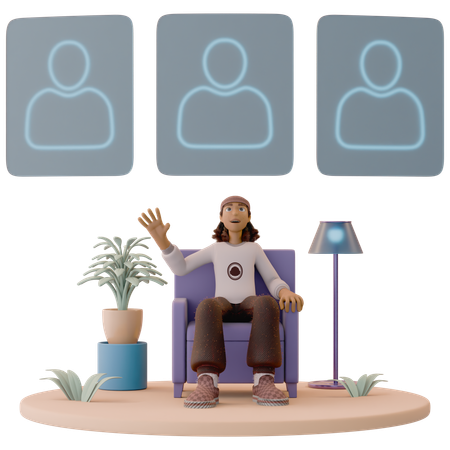 Hombre en el círculo del grupo de apoyo  3D Icon