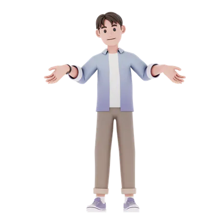 Hombre en pose confusa  3D Illustration