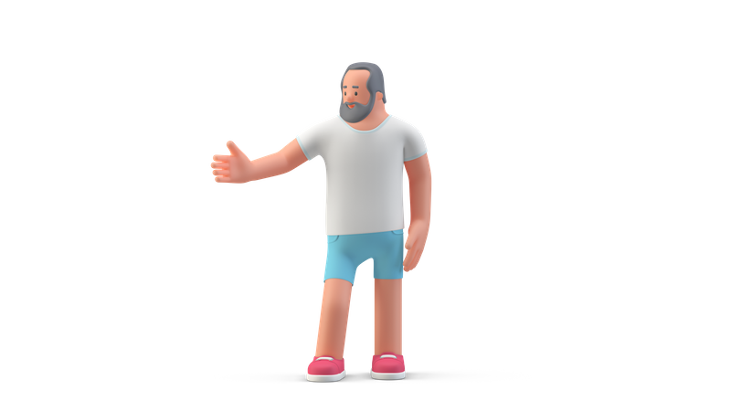 Hombre en pose de apretón de manos  3D Illustration