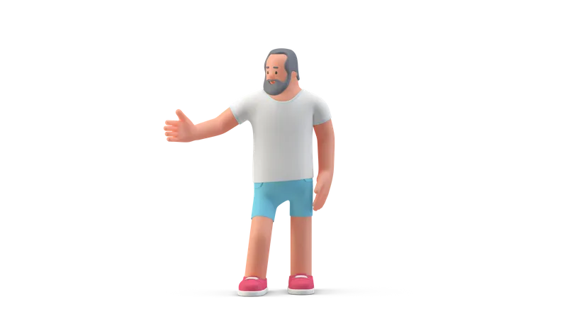 Hombre en pose de apretón de manos  3D Illustration