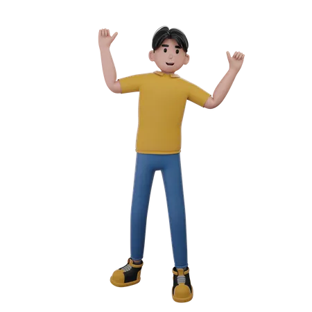 Hombre en pose de celebración  3D Illustration