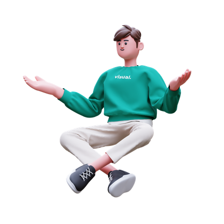 Hombre en pose de yoga  3D Illustration