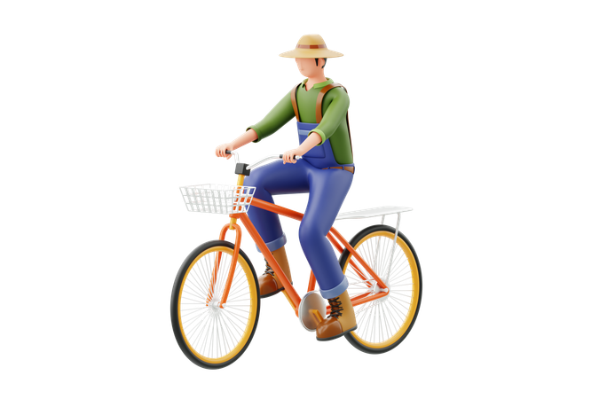 Hombre conduciendo un transporte ecológico  3D Illustration