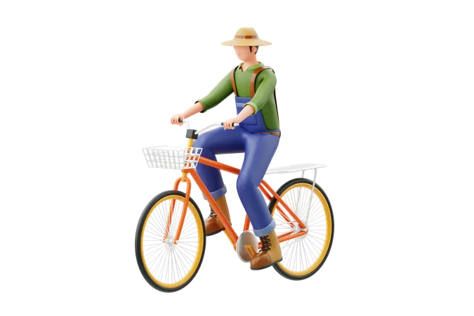 Hombre conduciendo un transporte ecológico  3D Illustration