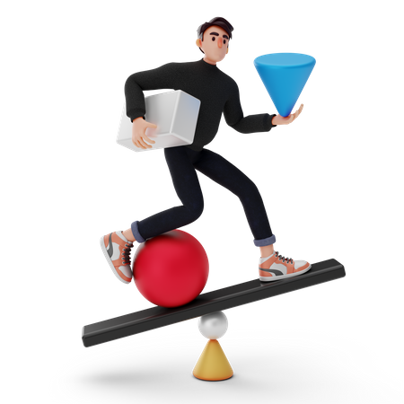 Hombre equilibrando la vida  3D Icon