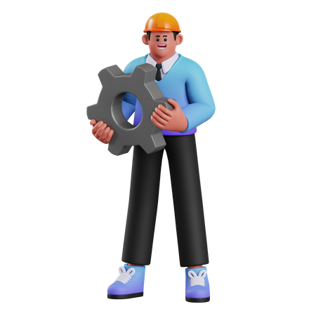 Hombre, equipo de elevación  3D Illustration