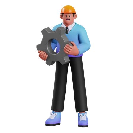 Hombre, equipo de elevación  3D Illustration