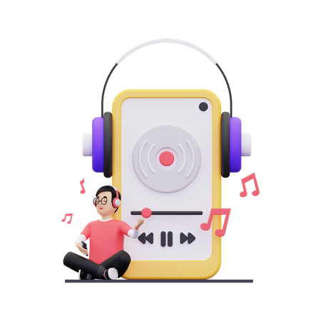 Hombre escuchando su música favorita  3D Icon
