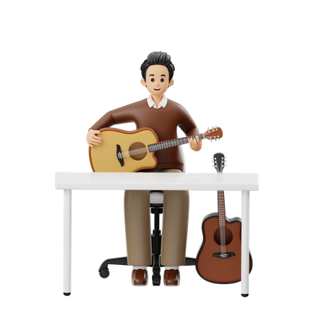 Hombre está grabando música en vivo  3D Illustration