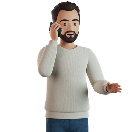 El hombre está hablando por teléfono  3D Illustration