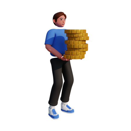 Hombre exitoso sosteniendo dinero  3D Illustration