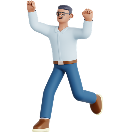 Hombre feliz corriendo  3D Illustration