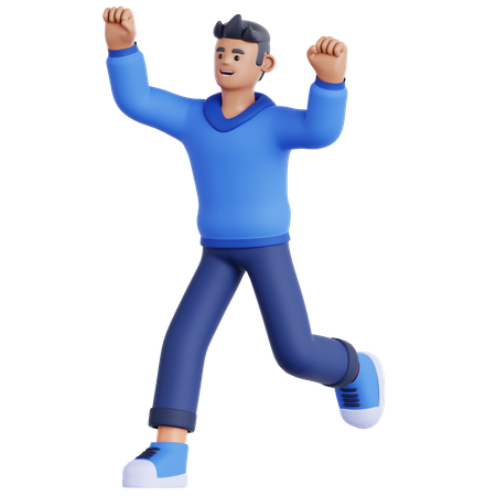 Hombre feliz corriendo  3D Illustration