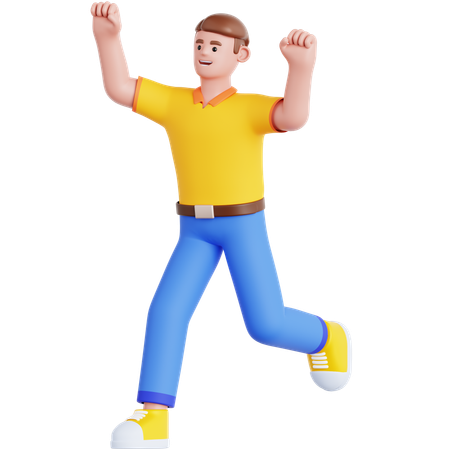 Hombre feliz corriendo  3D Illustration