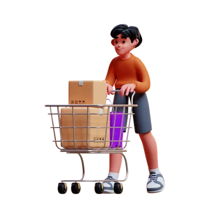 Hombre feliz haciendo compras  3D Illustration