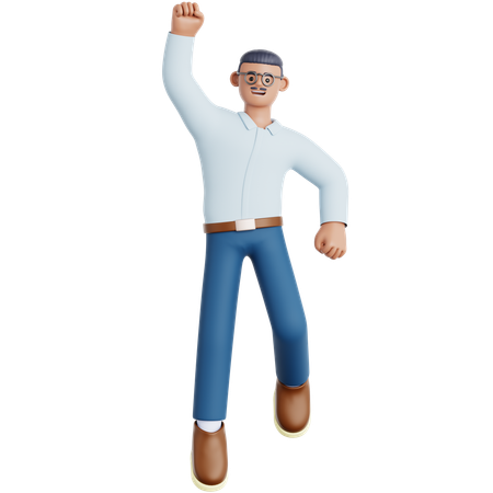 Hombre feliz saltando  3D Icon