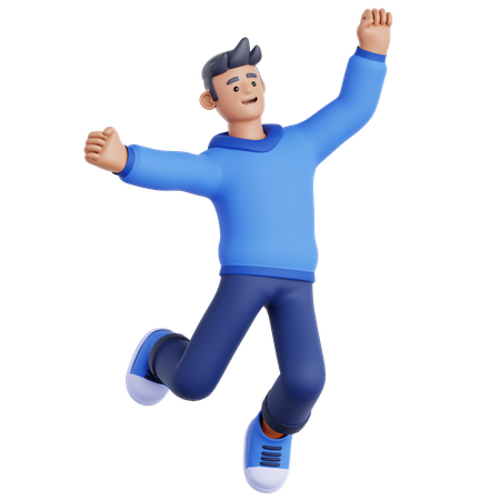 Hombre feliz saltando  3D Icon