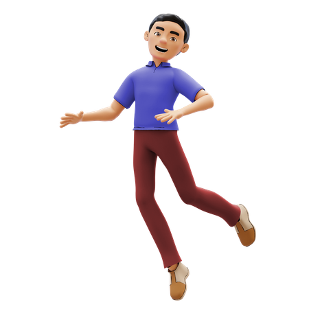 Hombre feliz saltando en el aire  3D Illustration