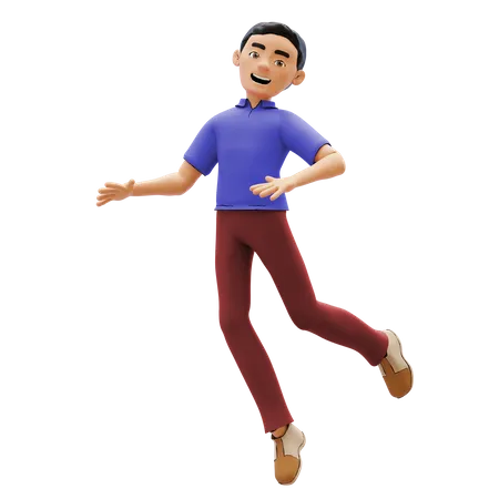 Hombre feliz saltando en el aire  3D Illustration