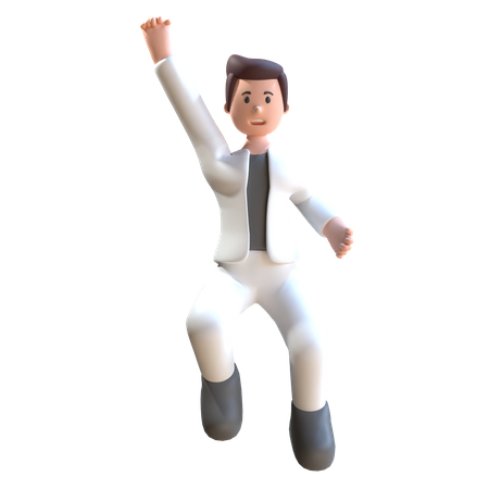 Hombre feliz salto  3D Illustration