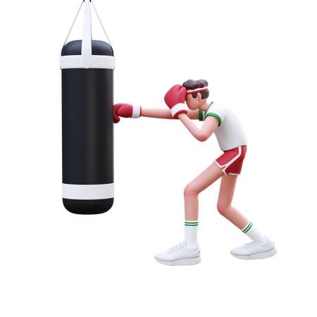 Hombre fitness haciendo boxeo  3D Illustration