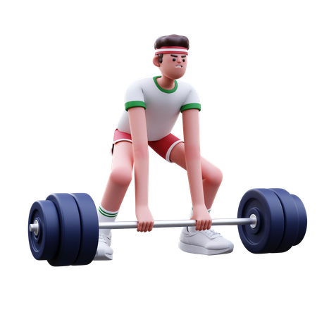 Hombre fitness haciendo ejercicio de levantamiento de pesas  3D Illustration