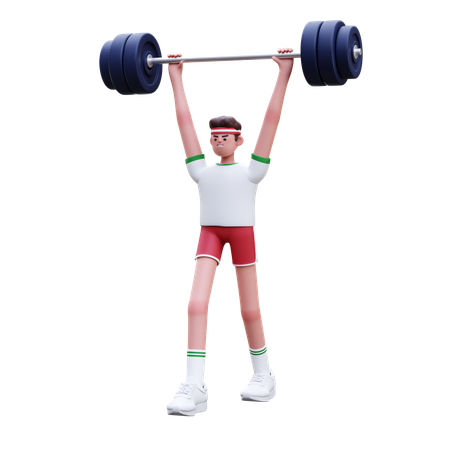 Hombre fitness haciendo ejercicio de levantamiento de pesas  3D Illustration