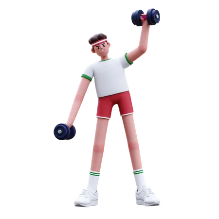 Hombre fitness haciendo levantamiento de pesas  3D Illustration