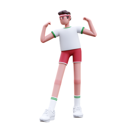 Hombre fitness haciendo pose muscular  3D Illustration